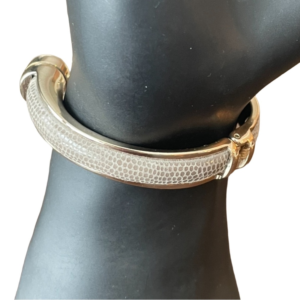 Hinged Wrist Cuff With Snakeskin Leather